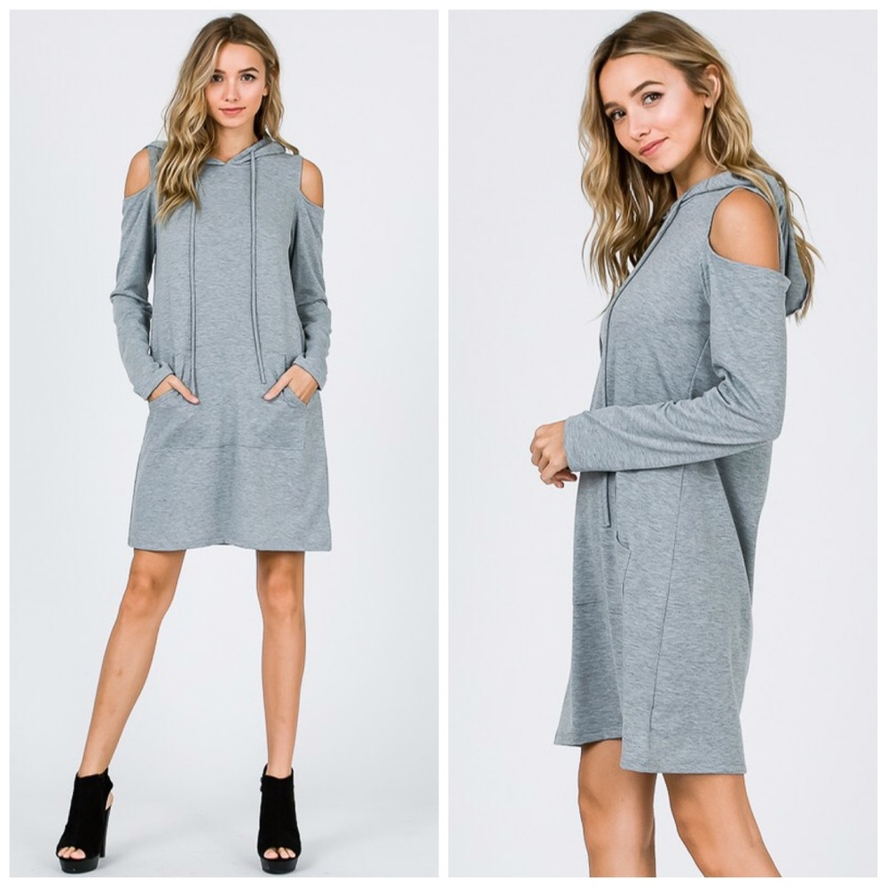 ❤️ LAST 1! Heather Gray French Terry Hoodie Dress! - Picture 7 of 8